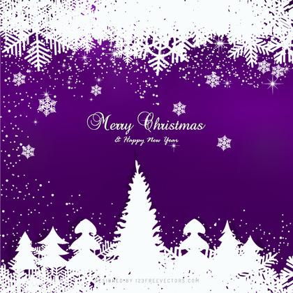 Winter Purple Background with snowflakes and Christmas Trees