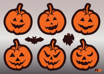 Jack O’ Lantern Pumpkin Faces Vector Free
