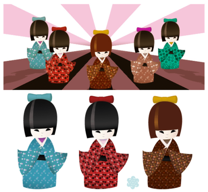 Free Vector Japanese Kokeshi Dolls