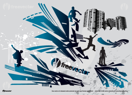 Parkour and Skate Action Vector Silhouettes