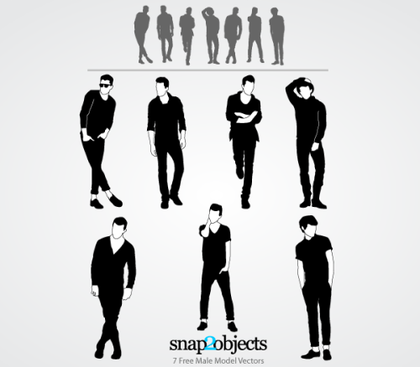Free Male Model Silhouettes Vectors Pack