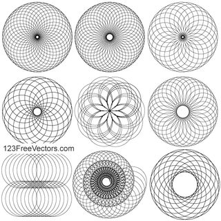 Line Art Circle Design Elements Vector Illustrator Pack