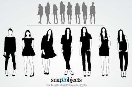 Free Female Model Silhouettes Vector Pack