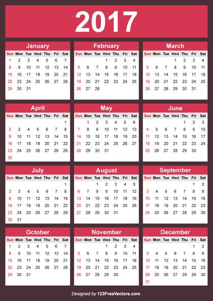 Free Editable 2017 Calendar