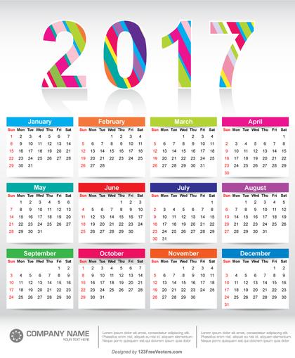 Colorful 2017 Calendar Printable Template