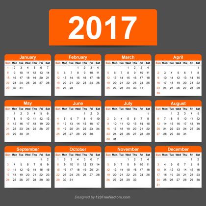 2017 Calendar Template Illustrator