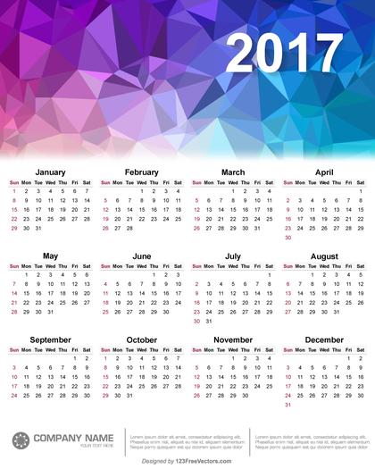 2017 Polygonal Calendar Design Vector