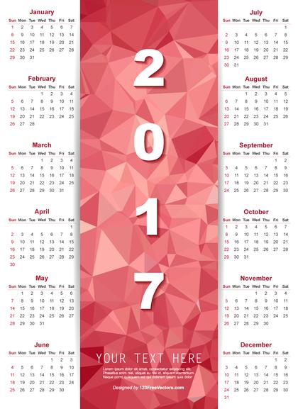 Polygon Calendar 2017 Template