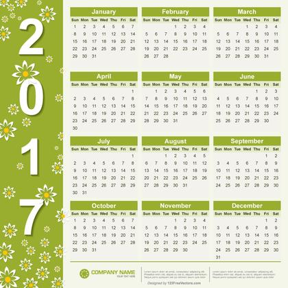Free Vector 2017 Calendar