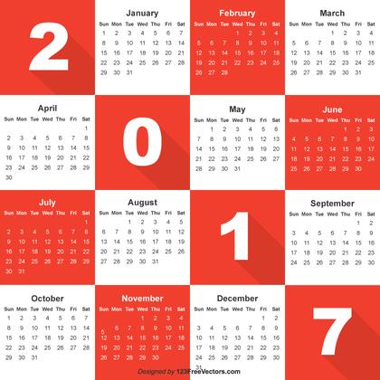 Free Vector Calendar 2017