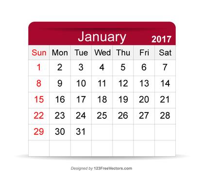 January 2017 Calendar Printable