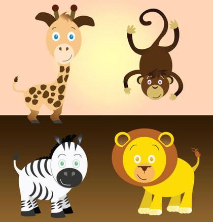 Free Cartoon Safari Animals Vector Art