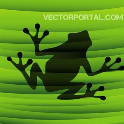 Frog Silhouette on Green Vector Background