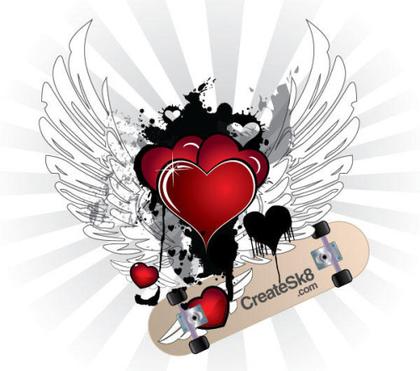 Happy Valentine’s Day Winged Vector Hearts