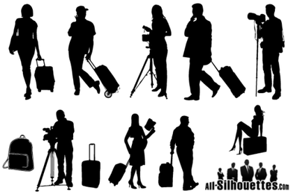 Vector Tourists Travelers Silhouettes