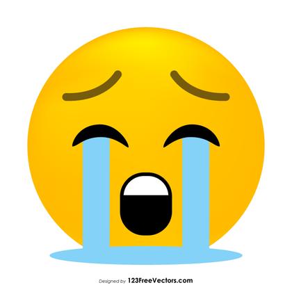 Loudly Crying Face Emoji Icons Vector