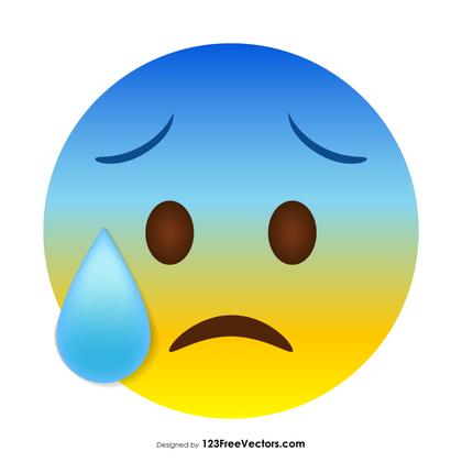 Anxious Face with Sweat Emoji Vector