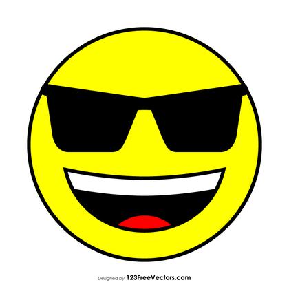 Flat Smiling Face with Sunglasses Emoji