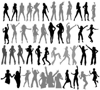 Dancing Girls Silhouettes Vector Free
