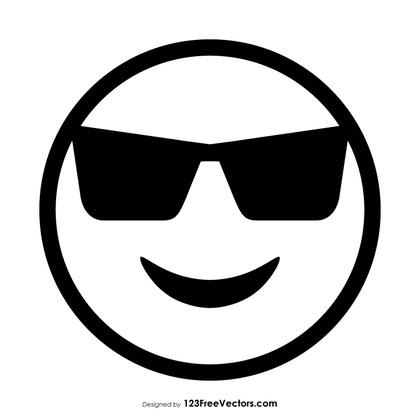 Smiling Face with Sunglasses Emoji Outline