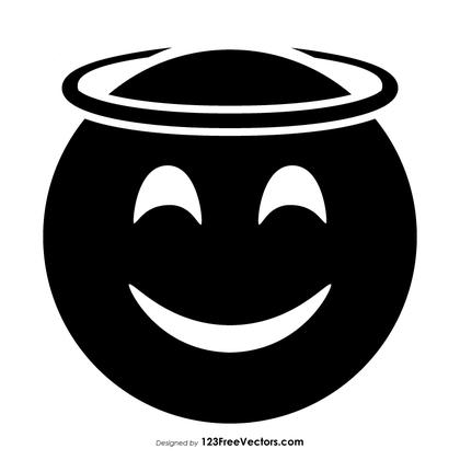 Black Smiling Face with Halo Emoji