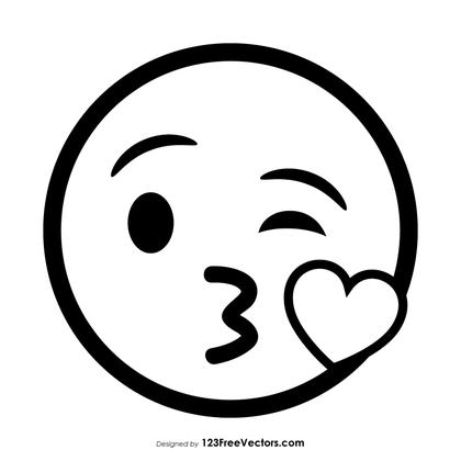 Face Blowing a Kiss Emoji Outline