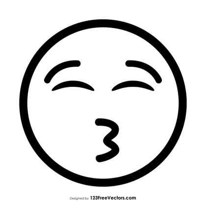 Kissing Face with Closed Eyes Emoji Outline