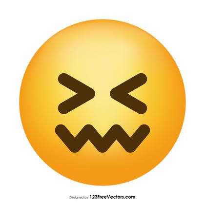 Confounded Face Emoji Icons Vector