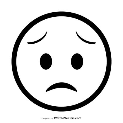 Worried Face Emoji Outline