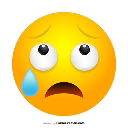 Disappointed But Relieved Face Emoji Icons Vector