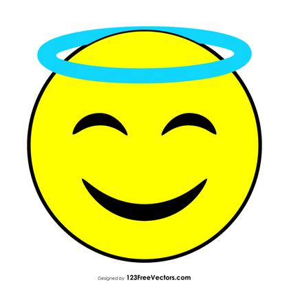 Flat Smiling Face with Halo Emoji