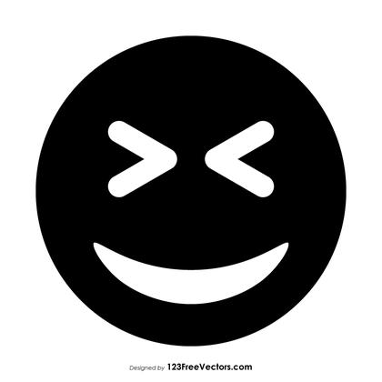 Black Grinning Squinting Face Emoji
