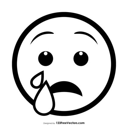 Crying Smiley Outline