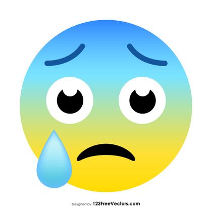 Face with Open Mouth and Cold Sweat Emoji Vector