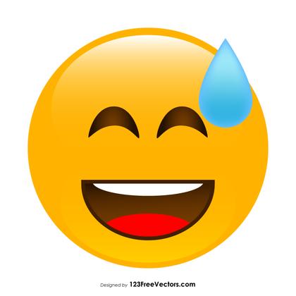 Grinning Face with Sweat Emoji Vector Download
