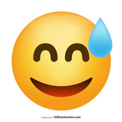 Grinning Face with Sweat Emoji Icons Vector