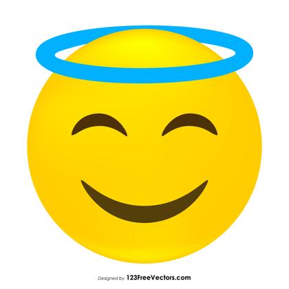 Smiling Face with Halo Emoji Icons Vector