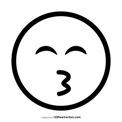 Kissing Face with Smiling Eyes Emoji Outline