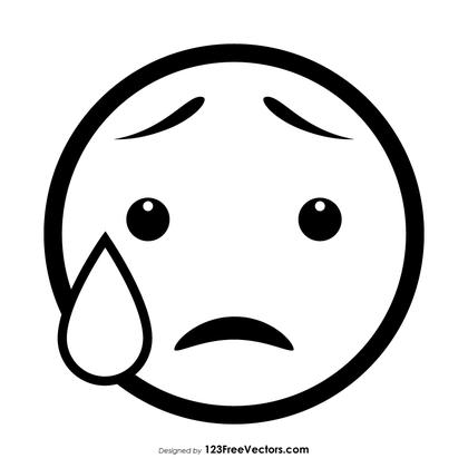 Anxious Face with Sweat Emoji Outline Icons Vector