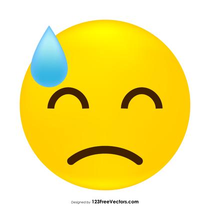 Face with Cold Sweat Emoji Icons Vector
