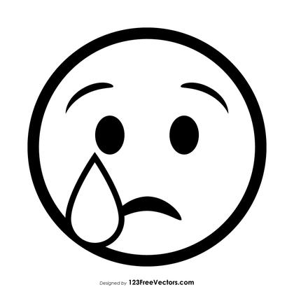 Crying Smiley Face Outline