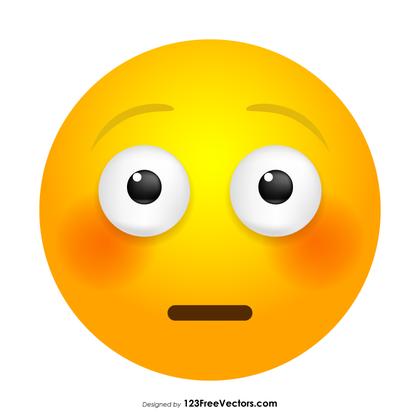 Flushed Face Emoji Icons Vector