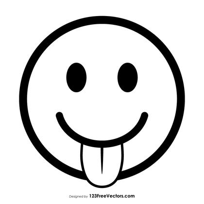 Face with Tongue Emoji Outline Vector Free
