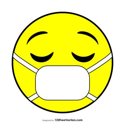 Face with Medical Mask Emoji Icons Vector