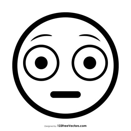 Flushed Face Emoji Outline