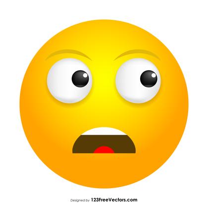 Frowning Face with Open Mouth Emoji Icons Vector