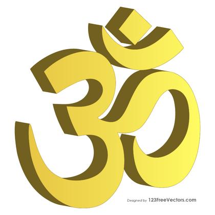 3D Golden Aum or Om Symbol