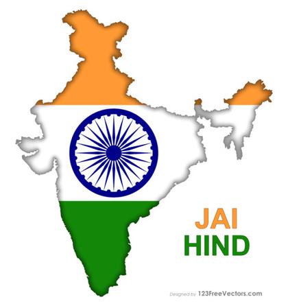 India Flag Map Free Vector Image