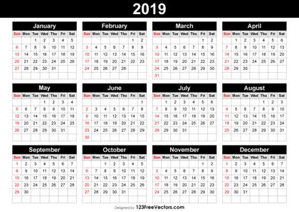 Editable Calendar 2019