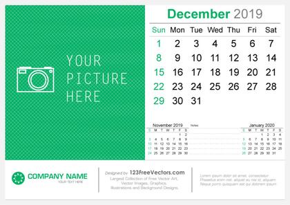 December 2019 Desk Calendar